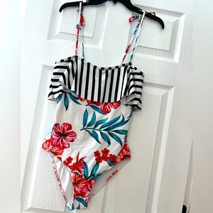 Abstract pattern one piece swimsuit